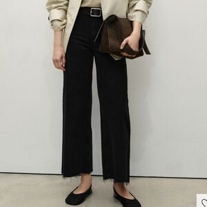 Mango Catherine Culotte HIgh-rise Jeans Size 12 in Black Denim